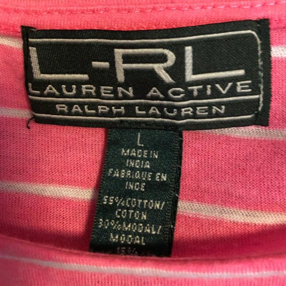 Loose Fit Crew Neck Striped Tee, Size Large - Picture 3 of 4